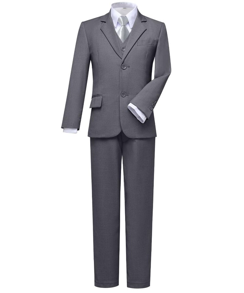 Visaccy Boys Suit Size 14 Toddler Wedding Outfit Boy Ring Bearer Dress Clothes Kids Tuxedo Gray - Image 1
